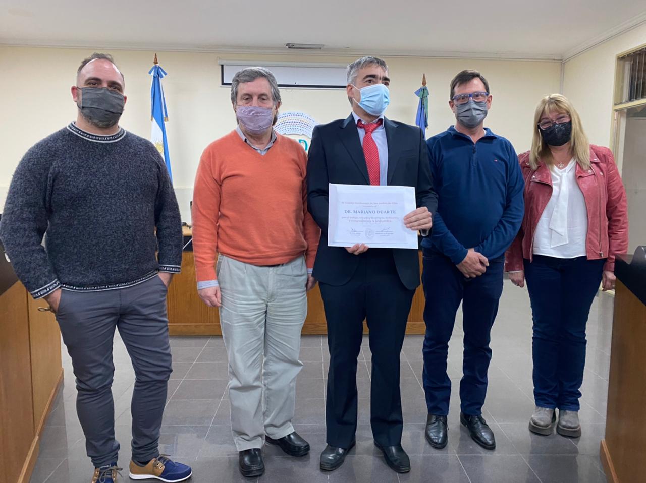 El HCD reconoció anoche al Dr Mariano Duarte